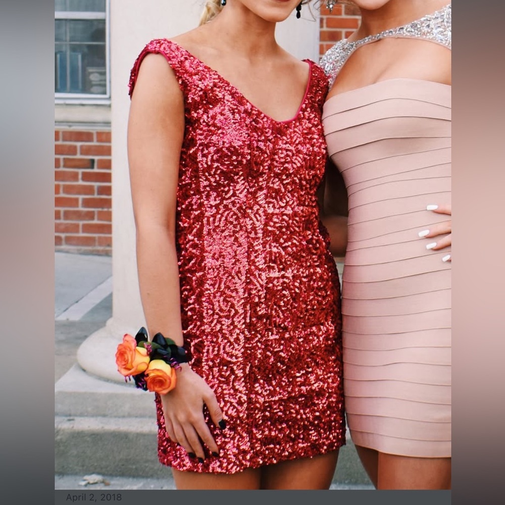 Elegant Red Sequin Dress